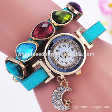 various decorative gem on teen lady fashion wrist watch